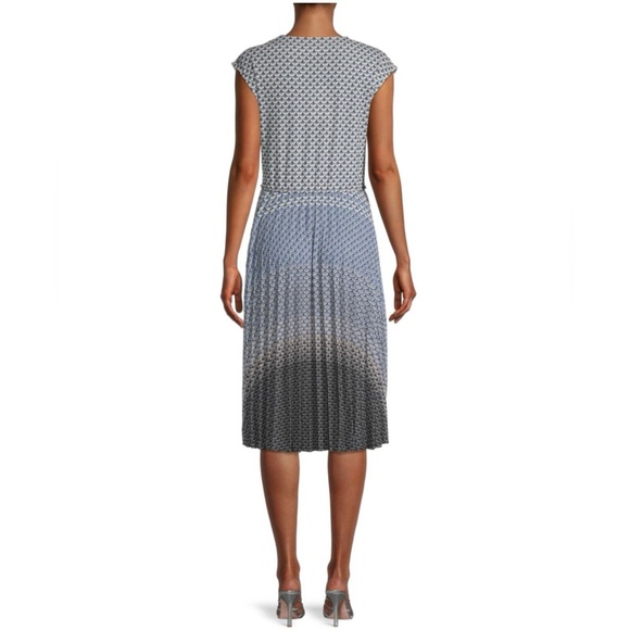 Ted Baker Leilann Masquerade Pleated Midi Dress Faux Wrap Geometric Pattern - Picture 3 of 15